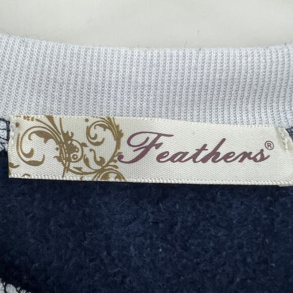 Feathers MEDIUM Y2K Womens Blue Embroidered Snowflake Holiday Sweater - Picture 6 of 8